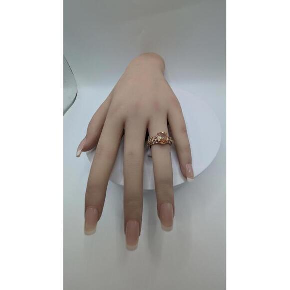 Rose Gold Tone Ring with Central Gem and Accent Stones Size 6 - Picture 5 of 9